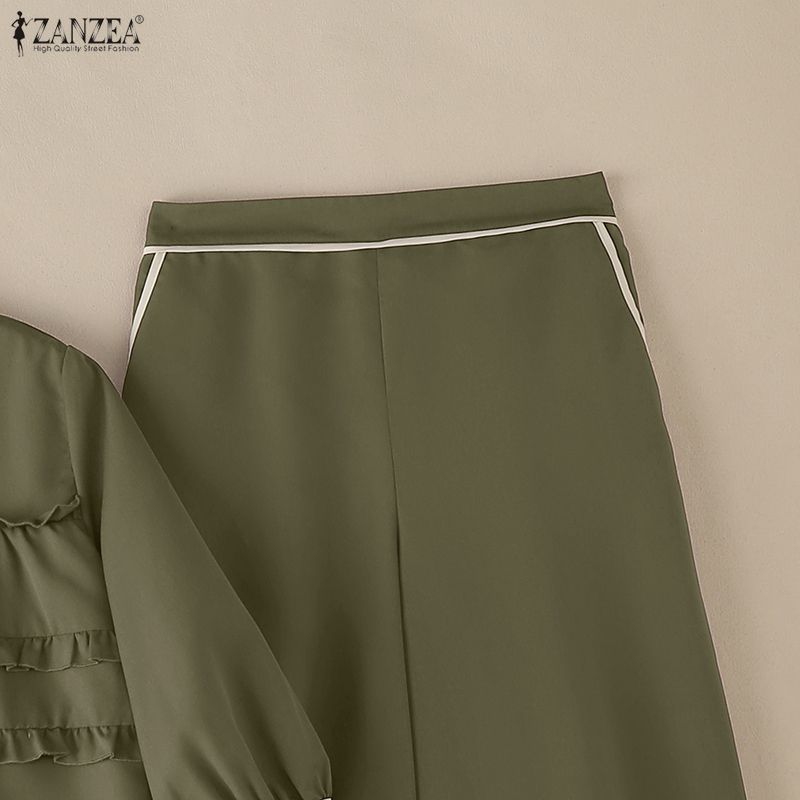 ZANZEA Women 3/4 Sleeve Blouse and Pants Casual Two Piece Suit Sets