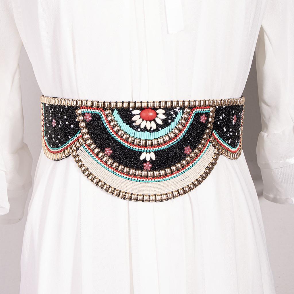 Beaded Waist Bohemian Sash With Handcrafted Shell Embellishments For Women Elegant Fashion