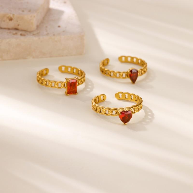 December Birthday Stone Color Love Zircon Ring Women's Chain Ring Niche Opening Simple New Model