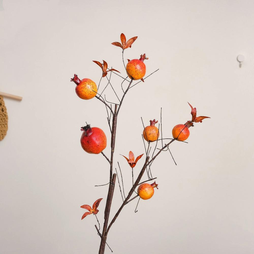 6 плодов Искусственные ветки граната Реалистичные пластиковые пенопластовые ветки фруктов Ручная работа Симуляция плодов граната