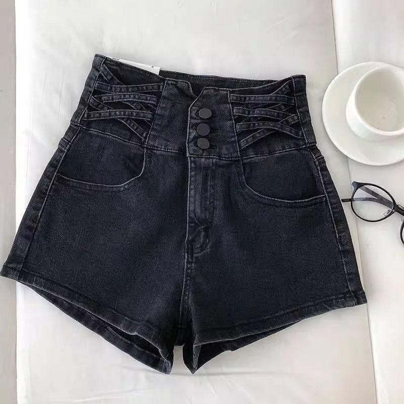 Plus Size High-Waisted A-Line Denim Shorts - Spring/Summer Loose, Slimming, Wide-Leg Hot Pants for Women