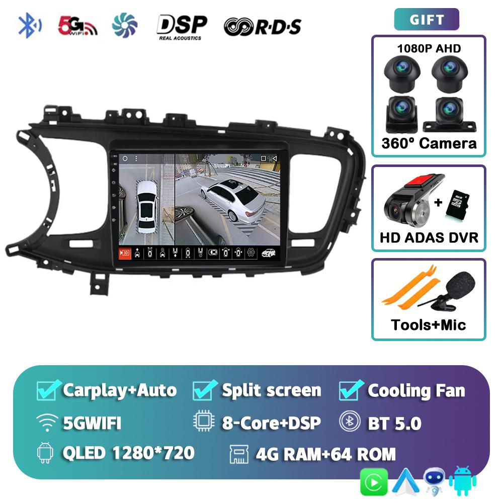 Android 14 Carplay Auto Car Radio For Kia K5 Optima 2011 2012 2013 2014 2015 4G Multimedia Video Player Navigation GPS Head Unit