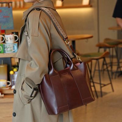 Vintage Leder Tote Schultertasche Damentasche Große Kapazität Kopfschicht Rindsleder Tasche