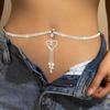 Bohemian Style Heart-Shaped Tassel Rhinestone Navel Ring with Waist Chain for Women's Belly Button Piercing Jewelry