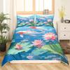 Koi-Fisch Bettwäsche-Set Asiatisch Orientalisch Floral Print Bettbezug-Set mit Kissenbezügen für Schlafzimmer-Dekor Erwachsene Twin Full Queen King