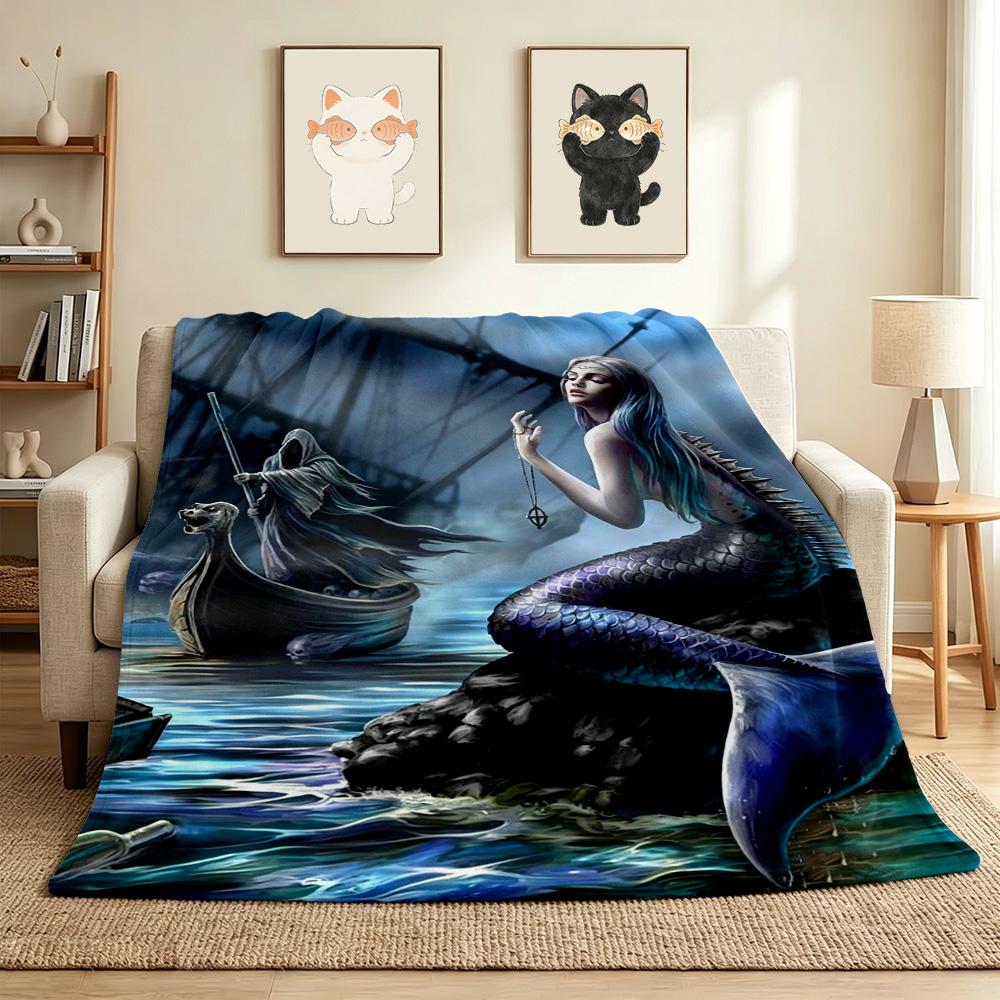 Mermaid Ghost Flannel Blanket Throw Blanket Soft Warm Sofa Bed Camping Home Decor Unique Christmas Gift Cs92233