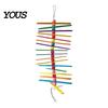 Bird Boredom Relief Toy Wooden Strips Parrot Toy, Chew with Colorful Beads, Pet Enrichment Chewing And Climbing Cage Accessory for Budgie