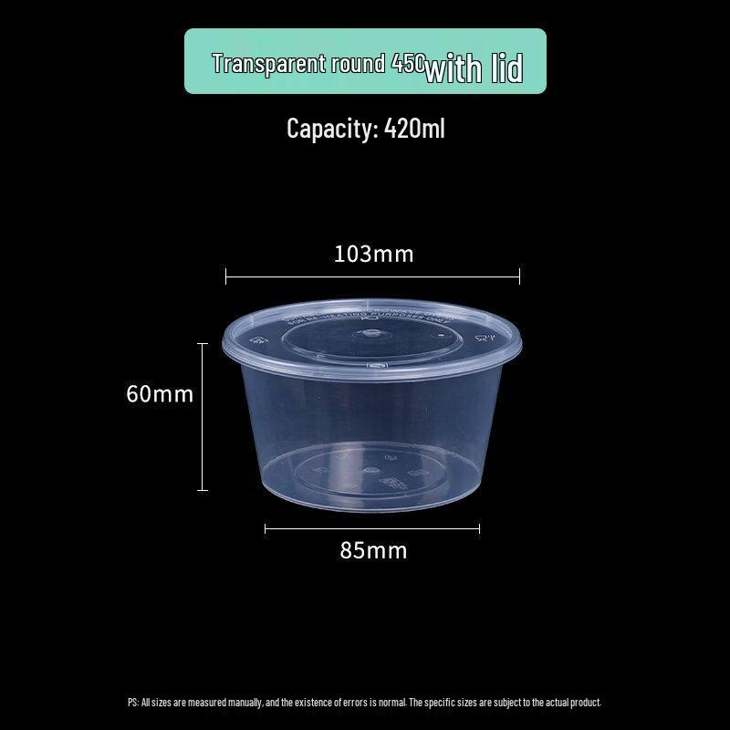 ZISIZ 1000mL Thickened Round Disposable Meal Box
