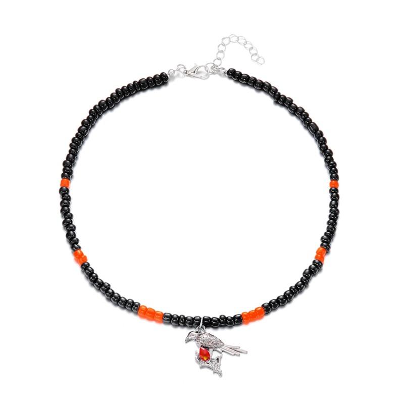 Millet Bead Necklace Goth Dark Wind Halloween Ornament Pumpkin Cat Spider Collarbone Chain Female