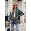 Women S Loose Casual Plaid Pocket Long Sleeve Shirt
