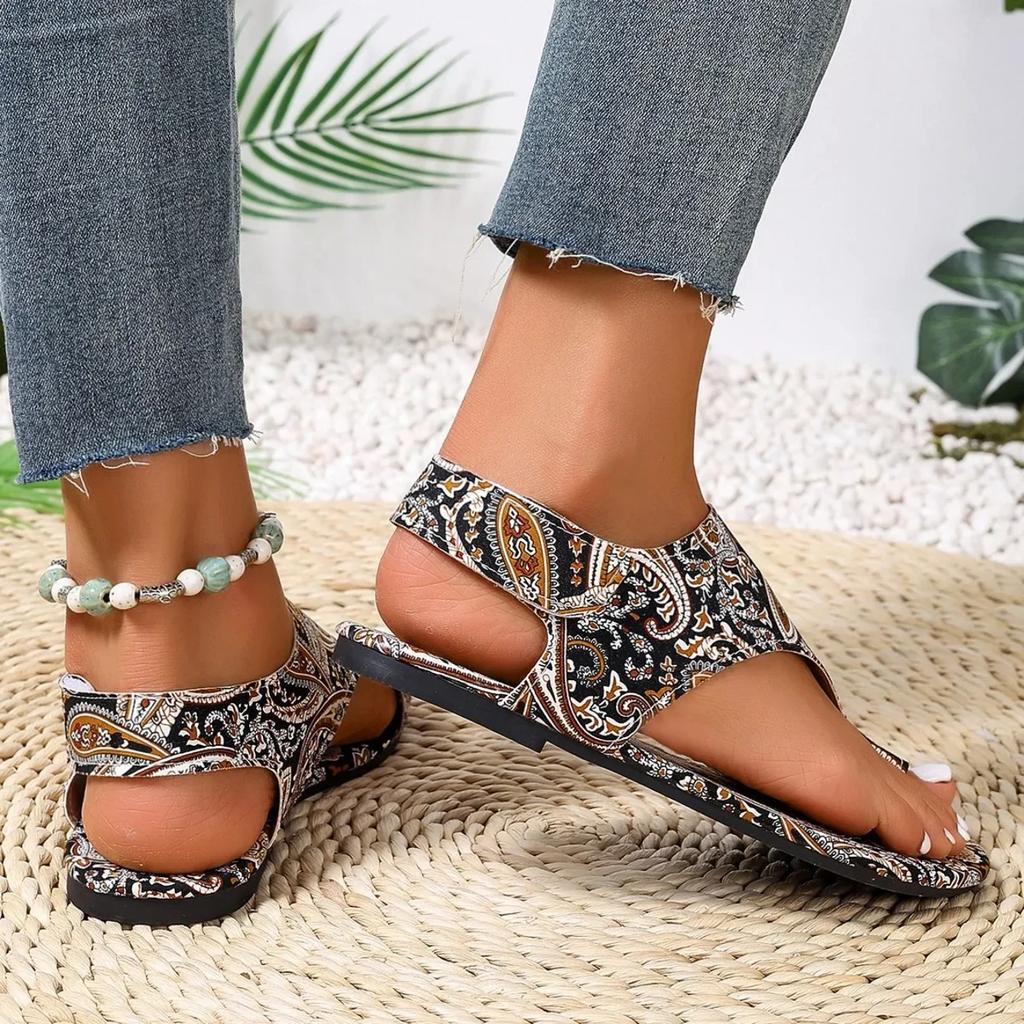 Women Flat Sandals Comfortable Flats Sandals Printed Bohemia Roman Style Shoes for Women Fashion Shoes Sandalias