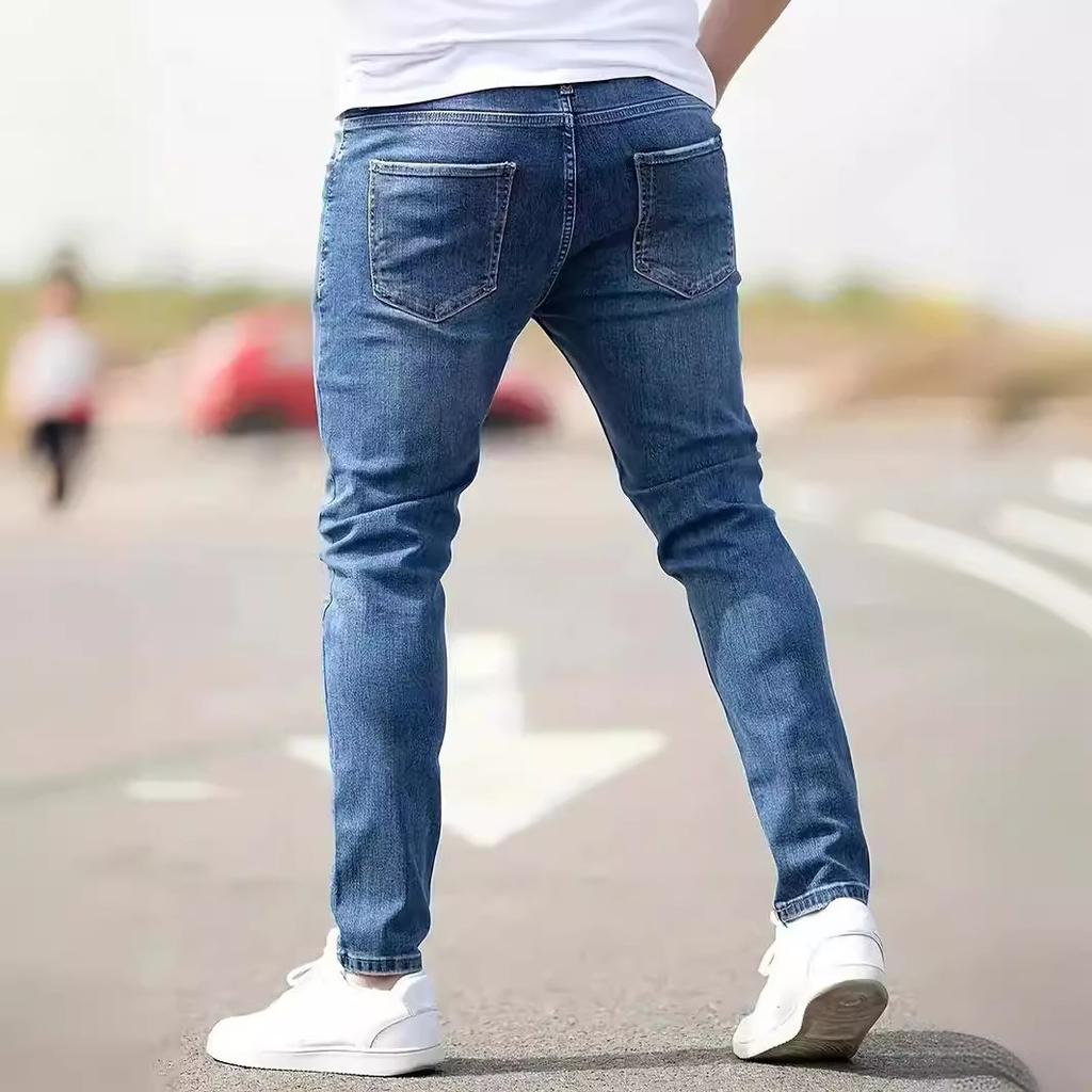 Men's ripped jeans skinny jeans clothes sale