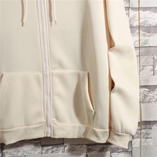 Men Hoodie Coat Solid Color Zipper Long Sleeves Cardigan Pockets Keep Warm Drawstring Hooded Plush Spring Coat Male Clothes