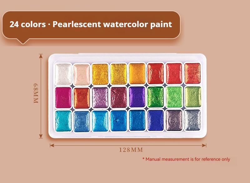 12/20/24/60 Color Solid Watercolor Paint Set Metallic Glitter Pearlescent Watercolor Pigments for Drawing Art Paint Supplies