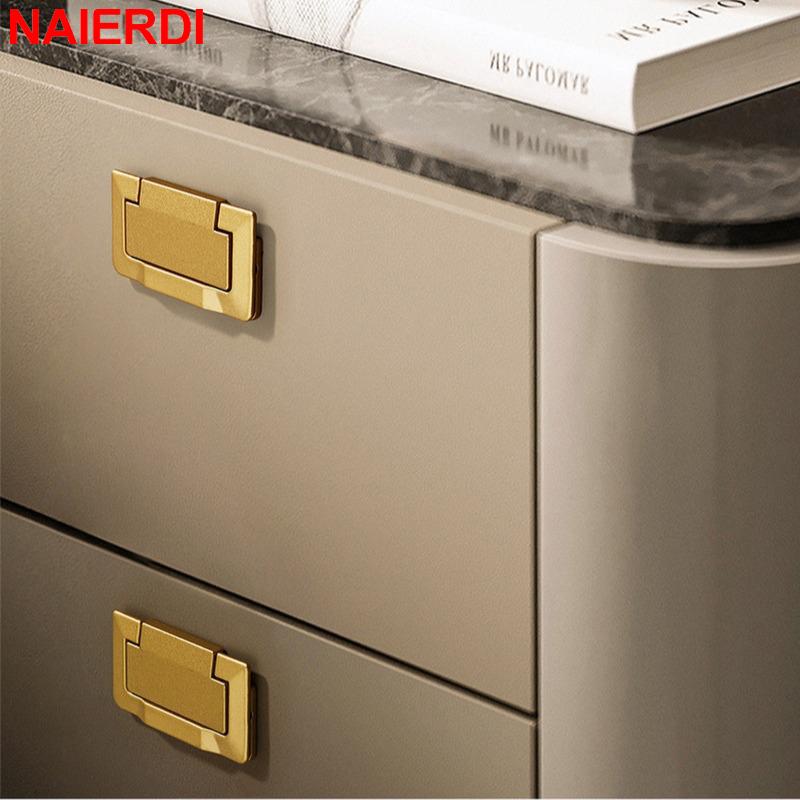 NAIERDI 5 Pieces Concealed Flat Furniture Handle Black Invisible Cabinet Pulls Aluminum Alloy Wardrobe Door Handles