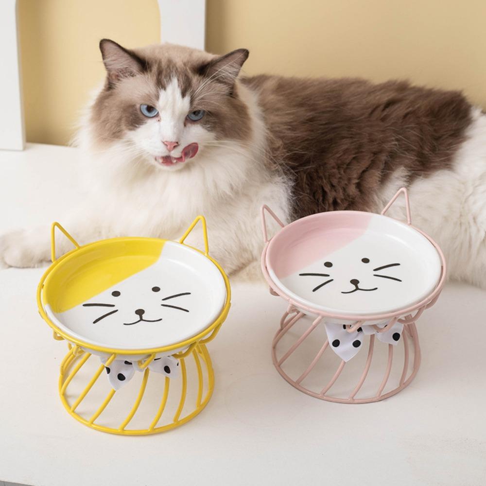 Pet Feeding Bowl With Stand Ceramic Cat Bowl Non-Slip Cartoon Dog Water Bowl Large Capacity Cat Food Bowl for Cats and Dogs