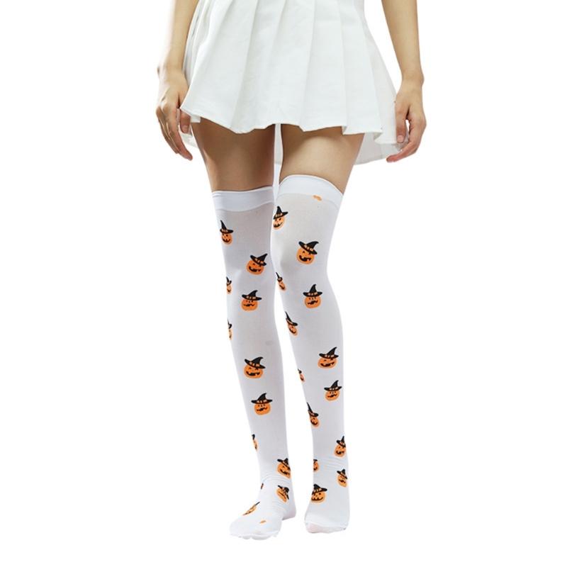 Over Knee Thigh Socks Halloween Thigh High Stockings Novelty Hosiery Printed Long Stockings for Womens Girls Gifts