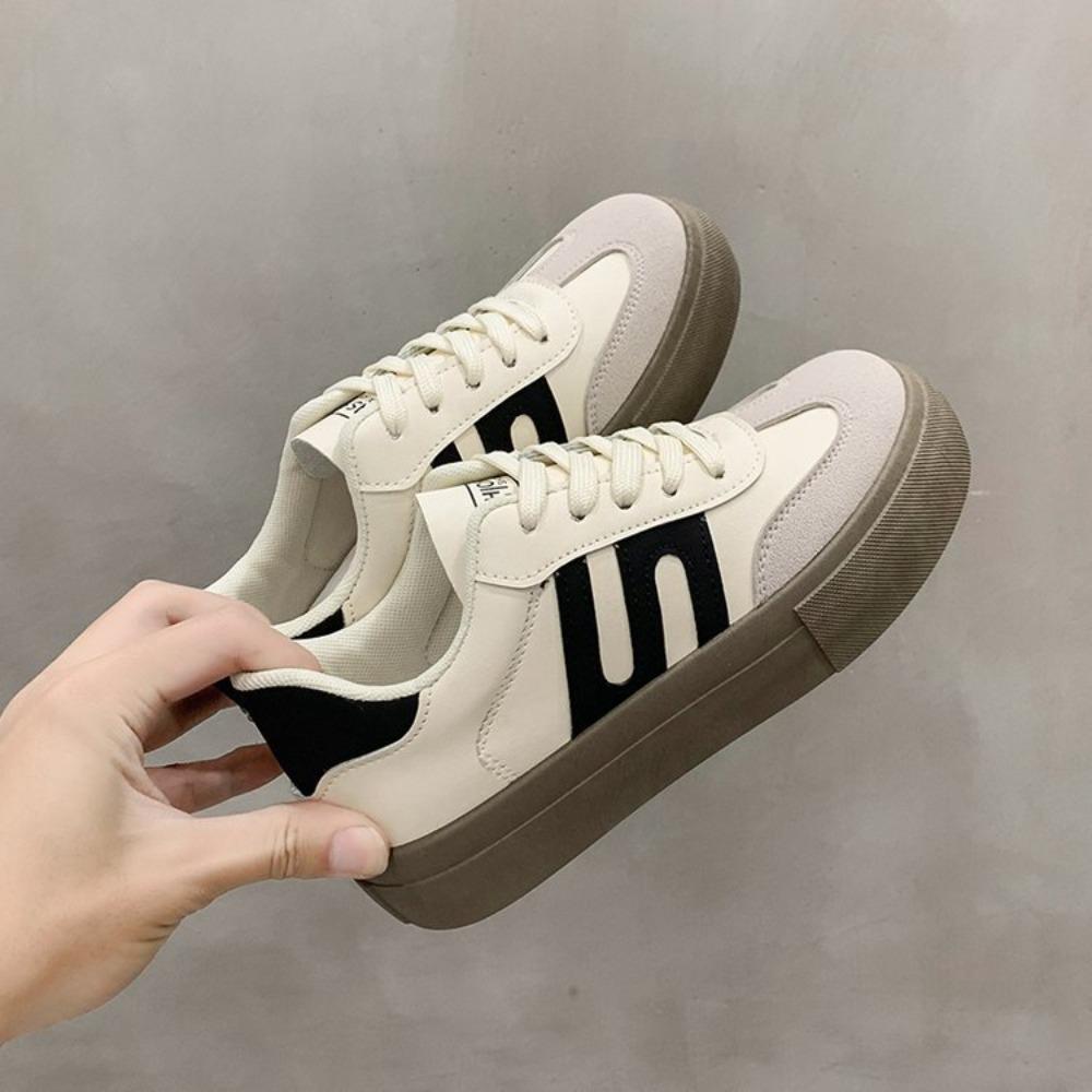 Sportschuhe Dicke Sohle Freizeit Board Schuhe Damen 2026 Neu Rindsleder Alles Weiche Sohle Innen Erhöhen De Trainingsschuhe