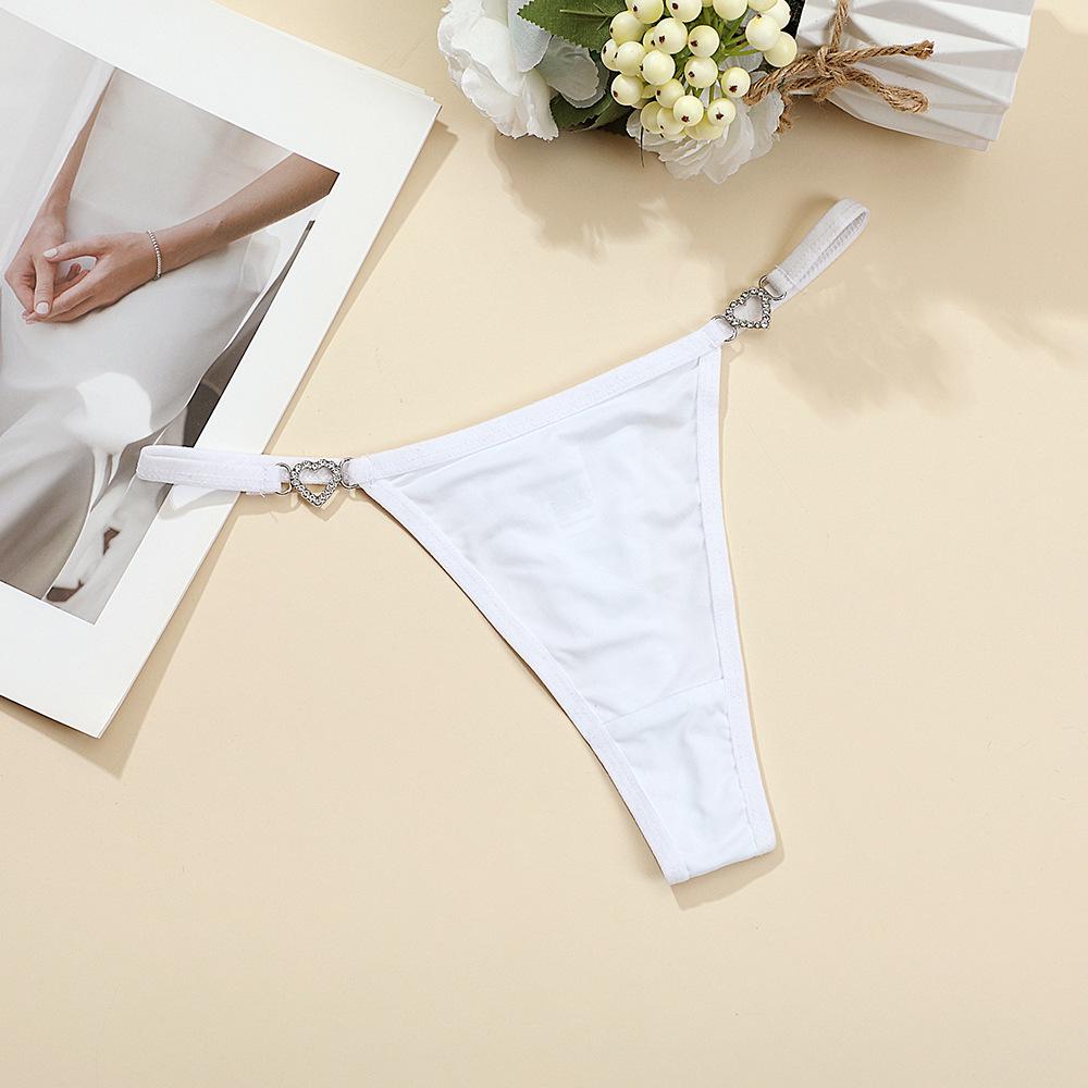 

Европейские стринги из ледяного шелка с низкой посадкой и завязкой со стразами в виде персикового сердца 503 M белый