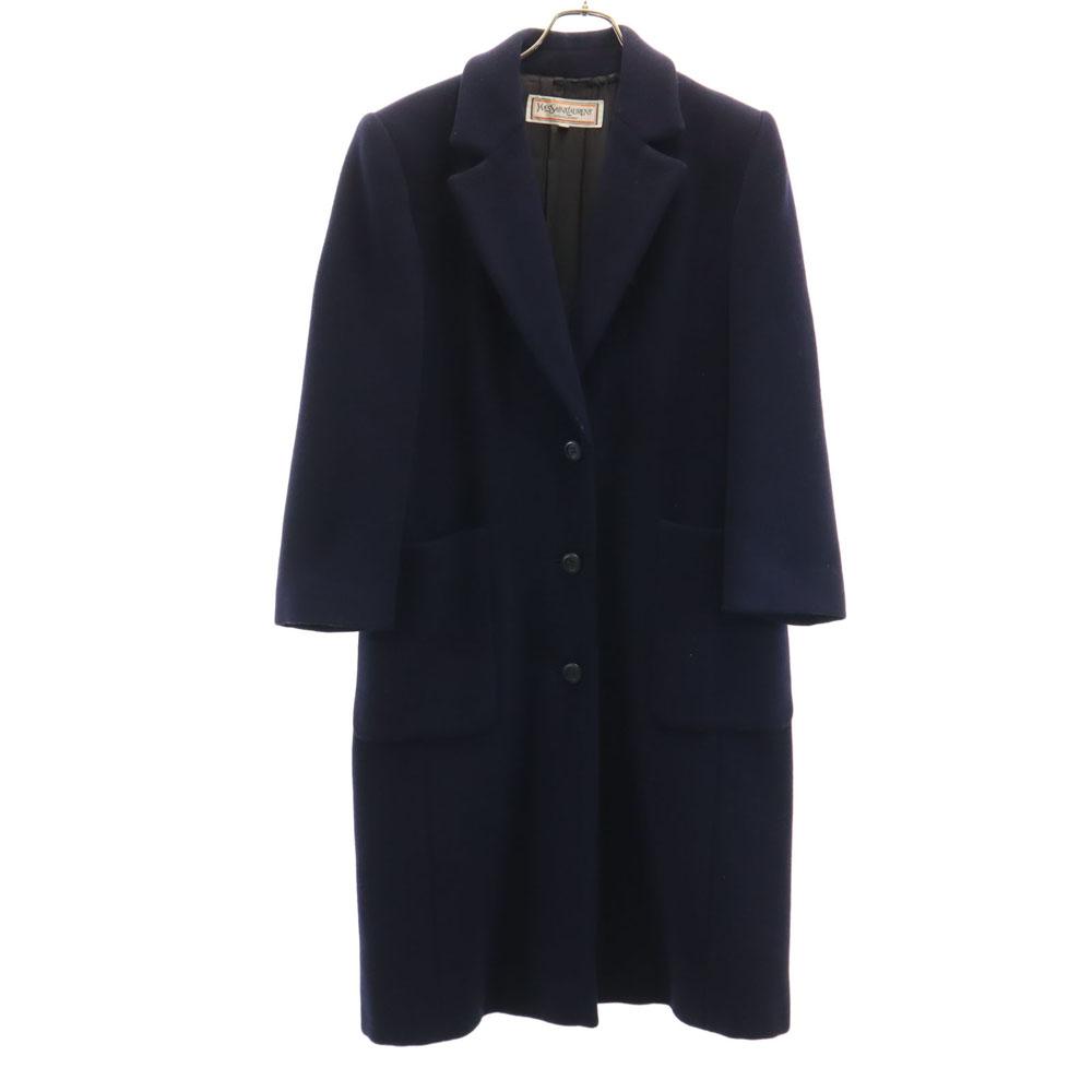 YVES SAINT LAURENT 90s Old Melton Chester coat M Navy Women Used