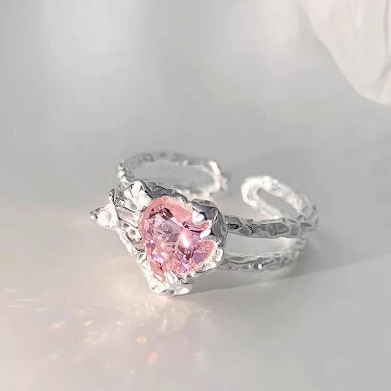 Ventfille Copper Retro Love Heart Wide Glossy Net Red Ring For Women Girl Gift Jewelry Dropshipping