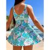 Fresh Floral Women's Tankini Set - Conservative, Sexy Two-Piece Swimsuit with Square Leg Panty