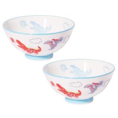 Minoru Pottery Kinder-Dinosaurier-Schüsseln, 10,8 cm Durchmesser, 2er-Set, 4965583758518