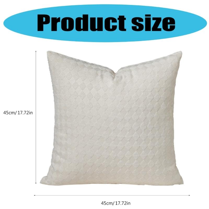 Pillowcase Cotton Textured Weave Cushion Covers for Living Room Bedroom Sofa Couch Home Decoration 45x45cm White