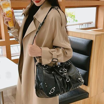 Ρετρό Τσάντα Tote Μεγάλης Χωρητικότητας, Τσάντα Hot Girl, Τσάντα Μεγάλη Commuter με Λουράκι Ώμου και Χιαστί