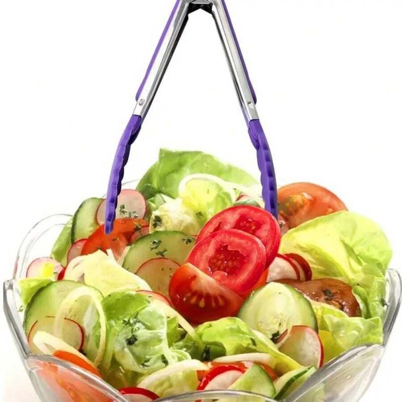 1pc Small Kitchen Tongs, Mini Food Tongs, Heat Resistant Nylon Tips Tongs For Cooking, Serving, BBQ, Grilling, Salad And More