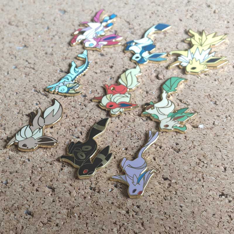 Pikachu Enamel Pins Eeveelution Eevee Lapel Badges Cute Anime Backpack Decoration Metal Brooches Gifts