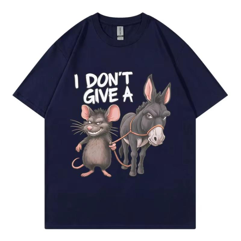 I Don't Give A Rats Ass Sarcasm Funny T-shirt High Street Trend Fashion Short Sleeve T Shirt Unisex Casual Loose Cotton T-shirts