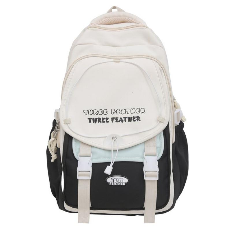 

Студенческая школьная сумка в стиле колледжа, большая вместимость, женский рюкзак с цветными блоками, компьютерный дорожный рюкзак чёрный