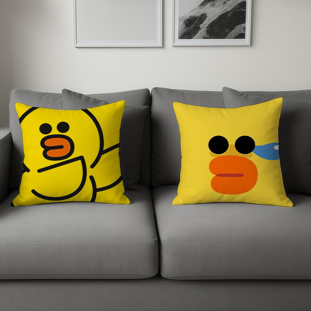 Cute Cartoon Kawaii Yellow Duck S-Sally Face Art Soft Hogar Pillowcase For Sofa Living Room Bed Home Decor Protective Covers
