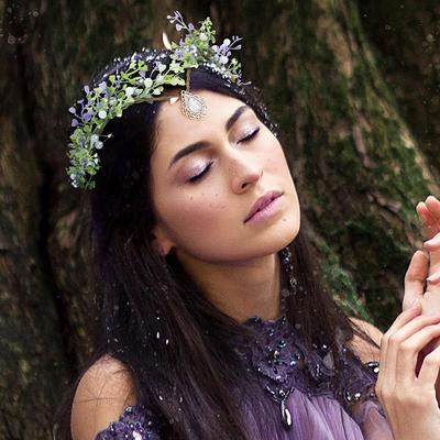 Cosplay Elf Headpiece Halloween Costume Forest Floral Headband Vintage Elven Princess Tiara