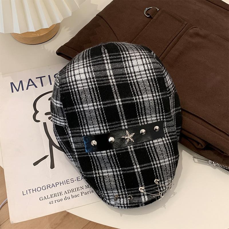 Designer Grid Rivet Forward Hat Women'S Retro Fashion Culture Beret Hat Duck Tongue Men'S Sunshade Hat