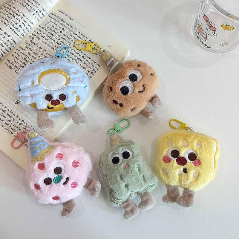 Cute Plush Cookies Keychain Cartoon Food Doll Toy For Women Girls Bag Ornament Car Pendant Keyring Children Gift Accessories