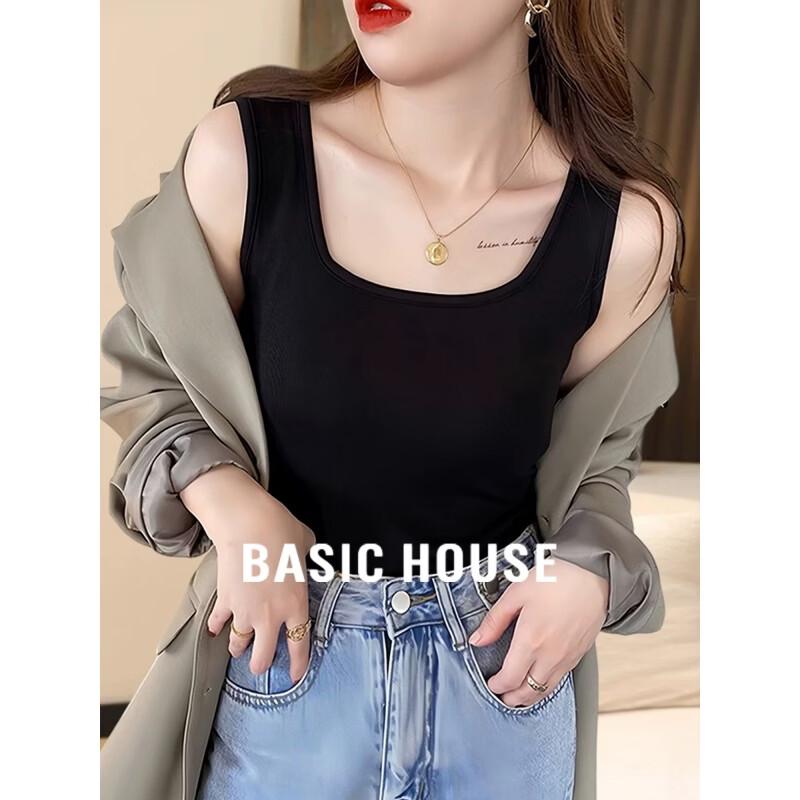 Базовый женский топ-майка Basic House с квадратным вырезом, облегающий L