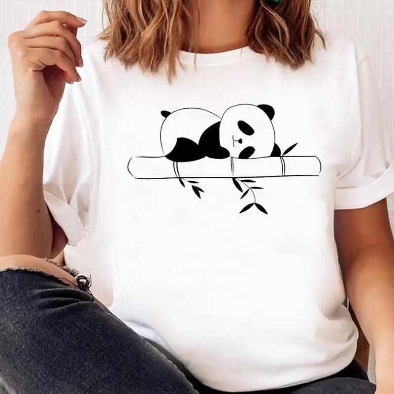 Women Print T Shirt Panda New Love Trend Graphic Tshirt Tee FeUnisex Cartoon Fall Autumn Top Ladies Fashion Clothing