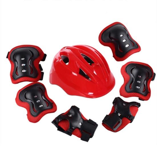 7-teiliges/Set Kinder Rollschuhfahren Skateboard Skihelm Armstulpe Knieschützer Set