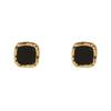 Light Luxury Black Square Mini Stud Earrings Women'S Simple Fashion Exquisite Earrings Small Temperament High Sense Earrings