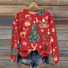 Women's Christmas Printed Casual Fashion Long Sleeve Round Neck Pullover Top