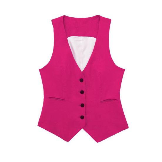 Damen Weste Top V-Ausschnitt Einreihig Ärmellos Mantel Lässige Weste mit Taschen Elegante Damen Weste Jacke