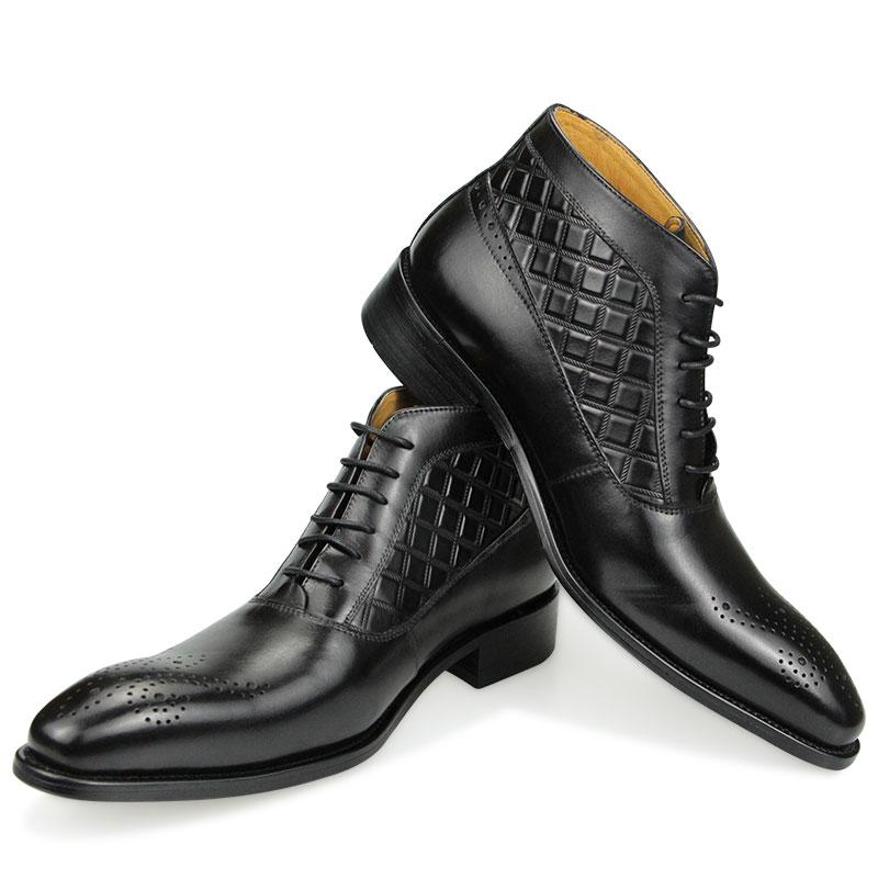 Fashion Men's Ankle Boots Fashion Oxford Dress Boot for Men Genuine Leather Formal Business Wedding Dress Lace-up Fashion Casual Shoes