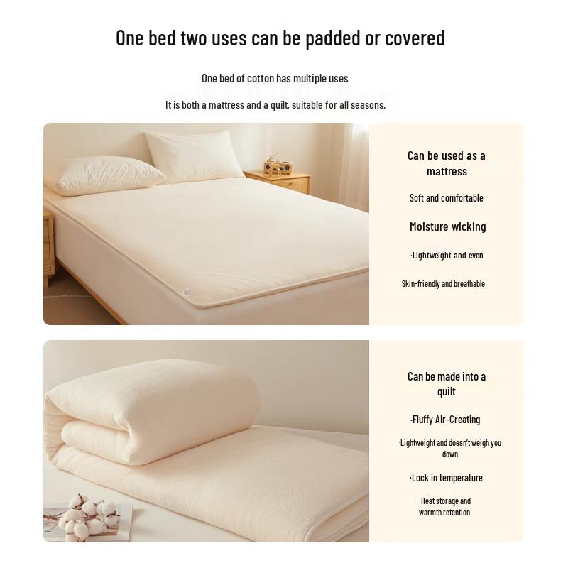 Thickened Soft Cotton Wadding Mattress Pad for Student Dorm Single Bed or Floor
