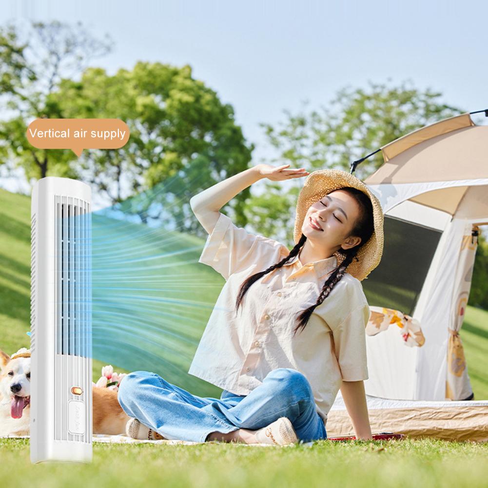 Bladeless Tower Fan 1200mAh Portable Desk Fan Table Fan Mini Vertical Air Conditioner  USB Rechargeable for Home Dorm