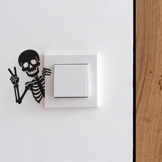 jijijing Funny Skeleton Switch Sticker, Waterproof Light Decals, Self Adhesive Wall Art Decor, Removable Decals for Bedroom Living Room