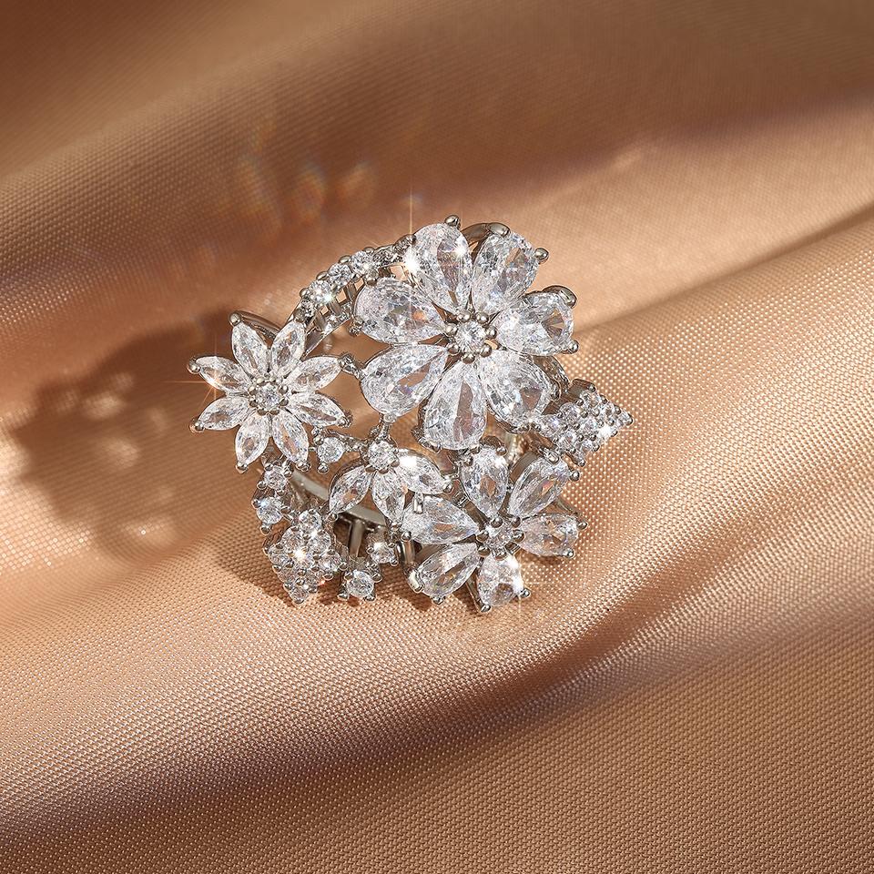 

ZAKOL Простое кольцо для помолвки с ромашками и цирконом для женщин и мужчин, модные парные кольца, свадебный подарок с цирконом resizable