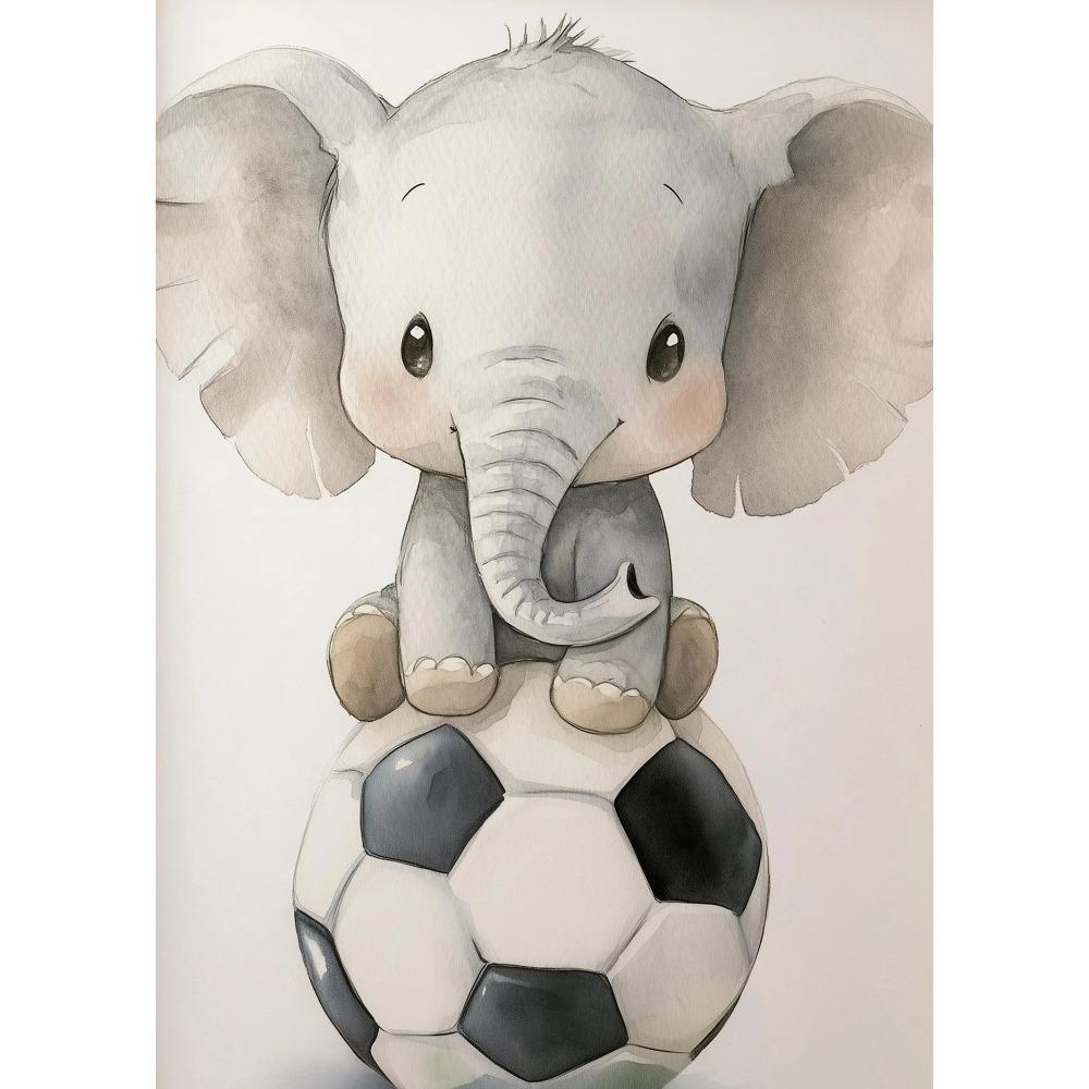 Watercolor Cute Animals Fox, Elephant, Bear, Playing Instruments Poster Canvas Painting Print Nursery Wall Art Home Decor