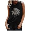 Women's New  Sun And Moon Printing Sleeveless Casual Loose Vest Tops